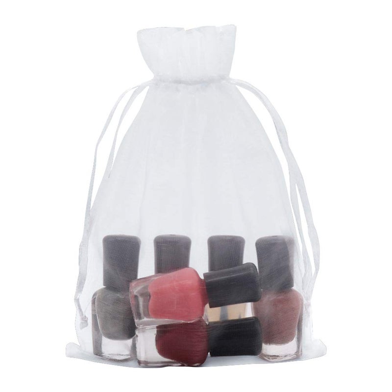 HRX Package White Organza Gift Bags 5x7 inch 100pcs, Mesh Jewelry Pouches Drawstring Bags Empty Sachet for Christmas Candy Present Wedding Giveaways - Image 4